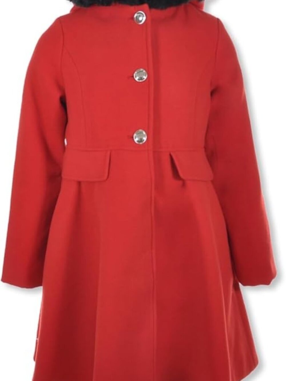 NWT Rothschild Girls' Long Woolen Faux-Fur Dress Coat-Medium 10/12
